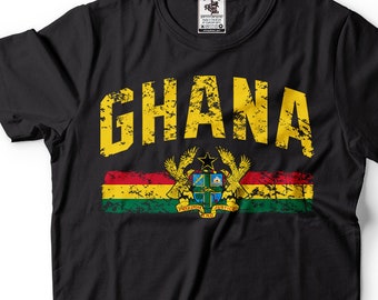 Camiseta unisex con la bandera de Ghana y el escudo de armas