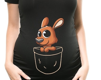 Rolig känguru-graviditetströja: Rynkad bomullsgraviditetströja