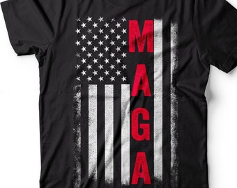 MAGA Flag Donald Trump 2024 Election T-shirt US Presidential Election Trump Re-election T-shirt USA Flag Tee