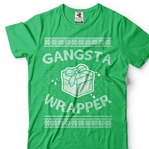 Hässliche Weihnachten Pullover T-Shirt Lustige Gangsta Wrapper T-Shirt Xmas Party T-Shirt