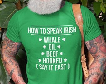 T-Shirt Uomo "How To Speak Irish" Verde - Taglia XL, 100% Cotone, Divertente Per San Patrizio