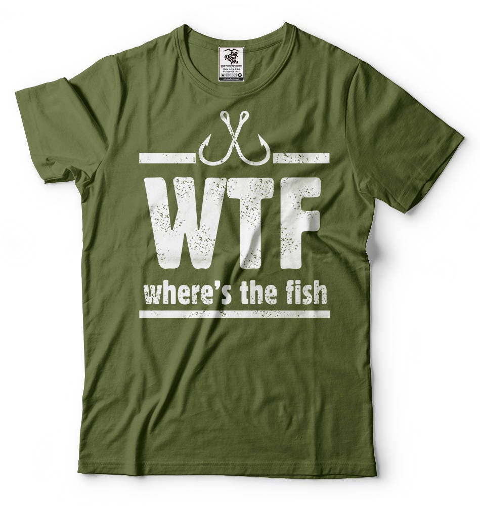 Worldoftshirts Fish Funny Fishing T-shirt, WTF Where's the Fish Tee - Etsy