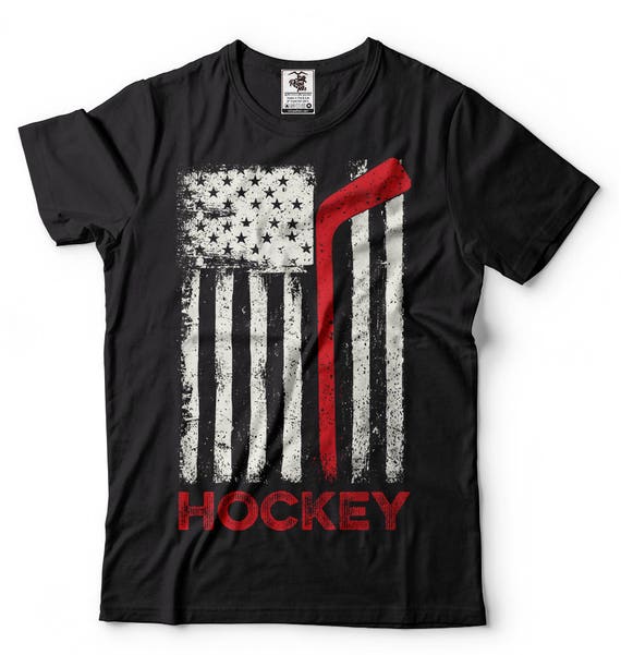 Distressed American Canada Flag Hockey T-Shirt Hockey Lovers Distressed American Canada Flag Hockey T-Shirt Hockey Lovers