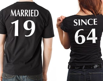 Customizable Anniversary T-Shirts: Married Since Year Couple Tees