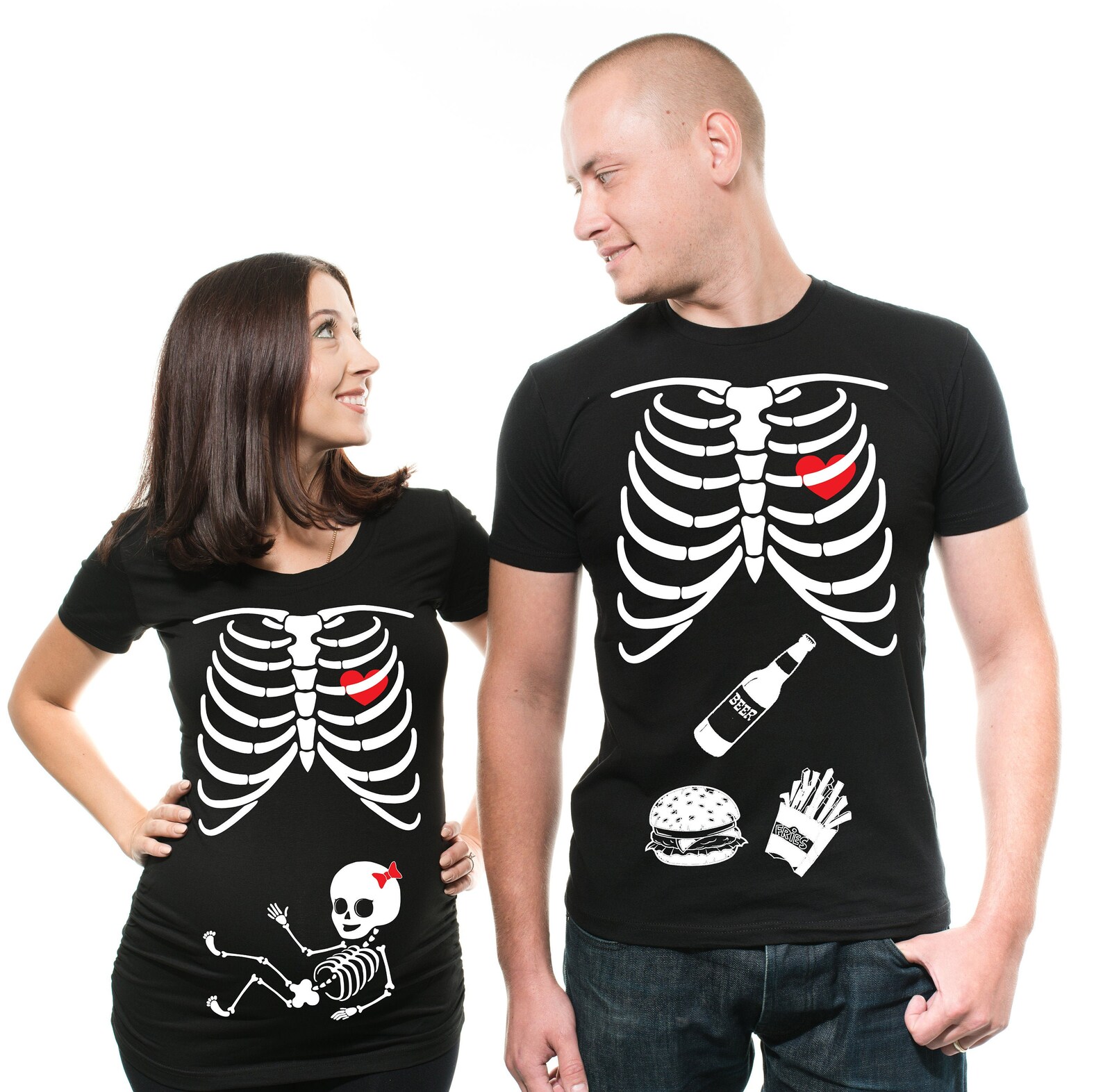 Halloween Costume Skeleton Pregnancy Tee shirt baby Girl pregnancy announce...