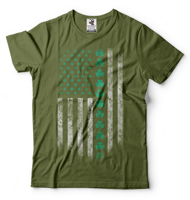 St Patricks Day USA Flag Shamrock Clover Tee Shirt Saint - Etsy