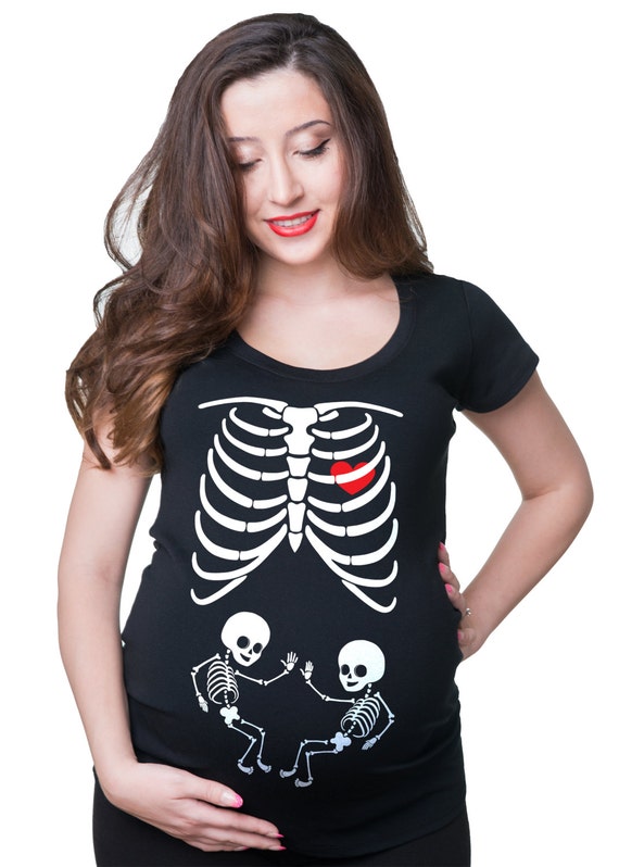 halloween pregnant skeleton shirt