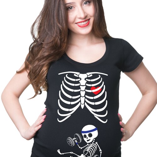 Pregnancy Tshirt Skeleton Xray Baby Girl Funny Cute Etsy