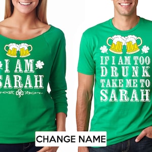 Funny Irish Custom name St Patrick's Day Green T-shirts CUSTOMIZABLE names Saint Patrick's Day French terry 3/4 sleeve t-shirt