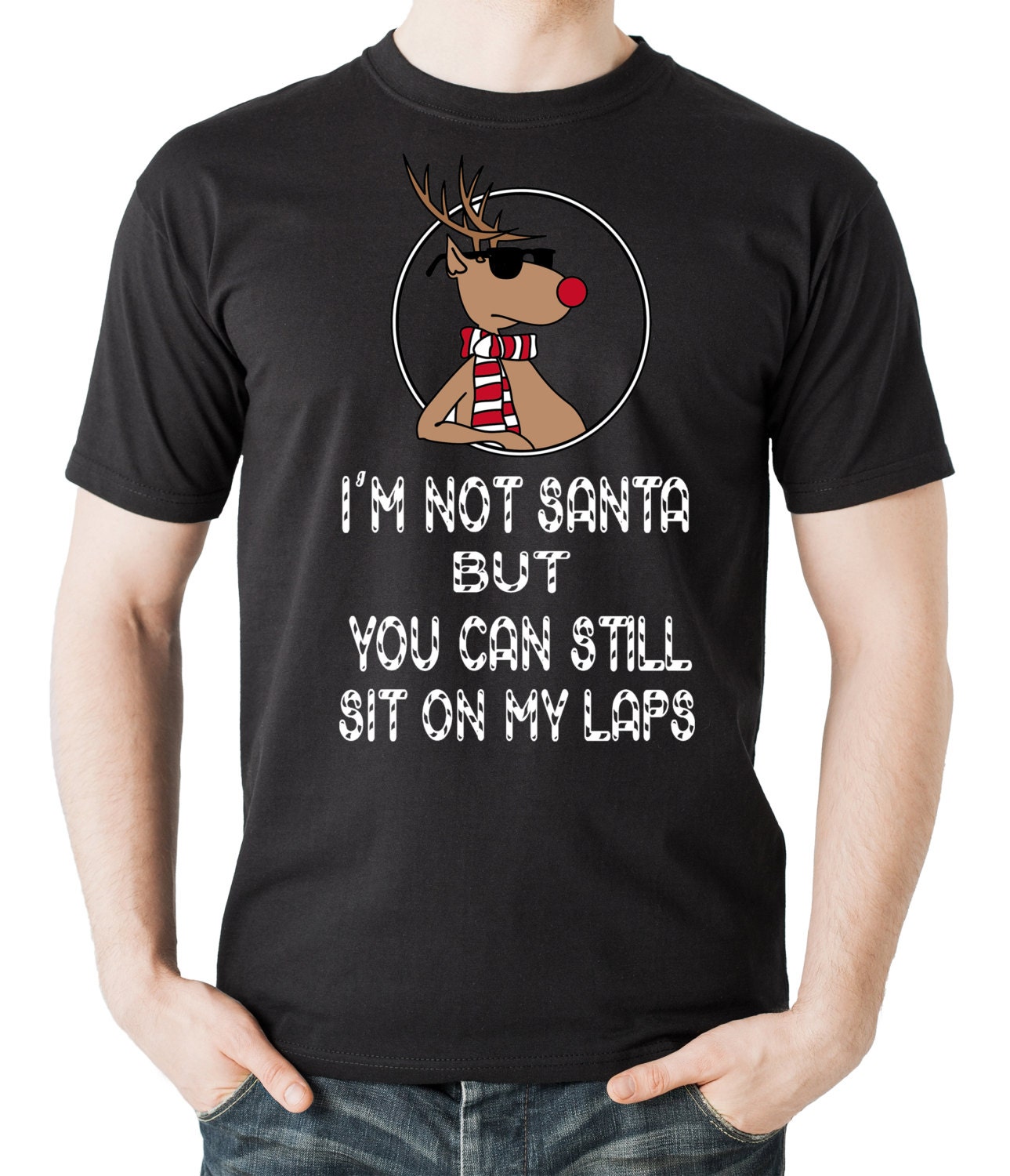 Christmas Deer Gift Tee Shirt I'm Not Santa but You Can | Etsy