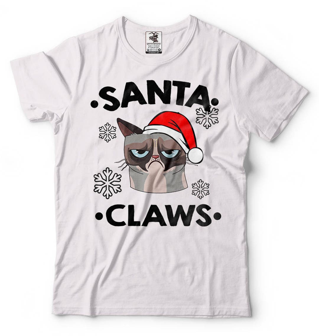 Funny Cat Christmas Santa Claws T-shirt Gift for Christmas Tee Shirt ...