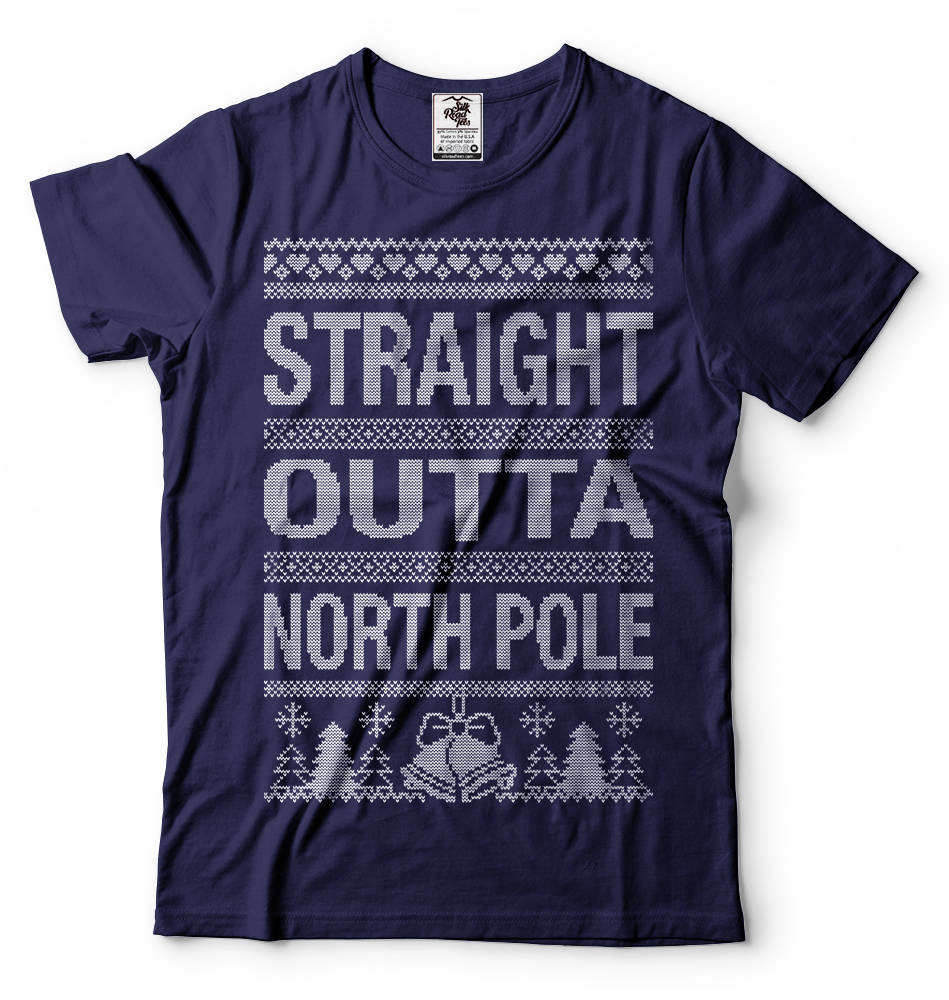 Funny Christmas T-shirt North Pole Ugly Sweater Style T-shirt - Etsy