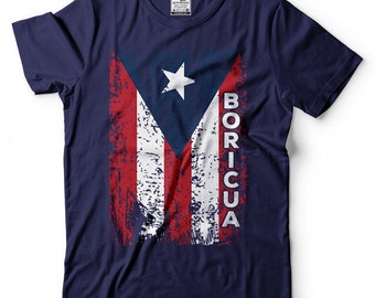 Puerto Rico Distressed Flag Art Front Men's Short Sleeve Basic Tee T-Shirt Gift