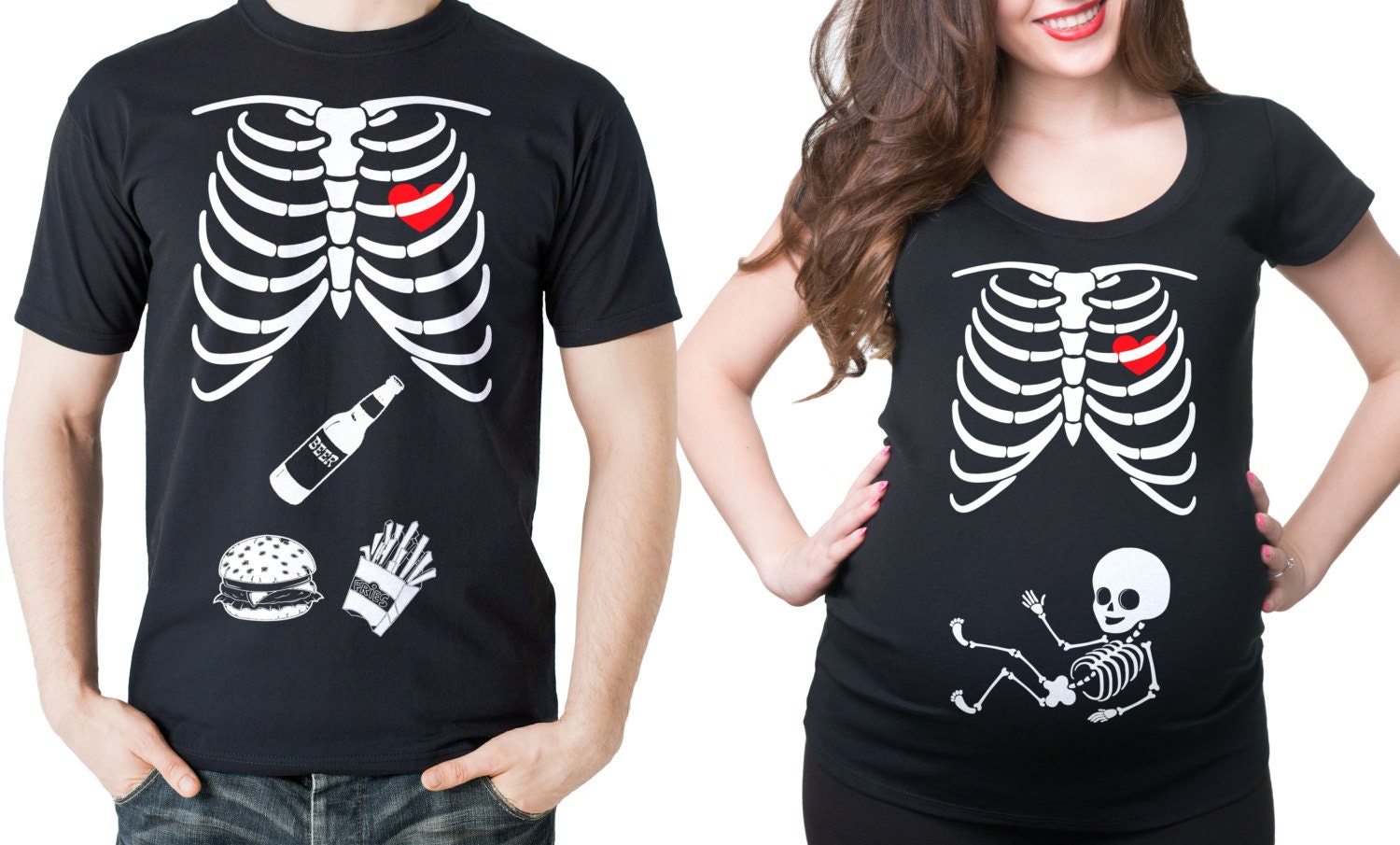 su Tesoro Adolescencia Embarazo Halloween Pareja Camisetas X-Ray Skeleton camisetas - Etsy México