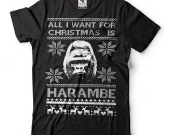 Ugly Christmas Sweater T-Shirt Hrambe Meme Tee Shirt RIP Harambe T-shirt