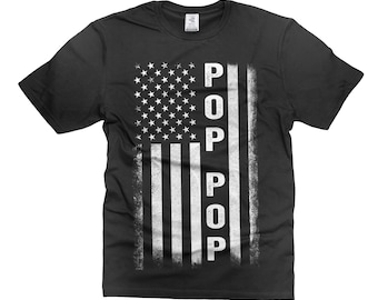 Pop Pop Flag Mens T-shirt Papa Grandpa Dad Daddy Poppop Pop-pop USA American Flag Fathers day Mens Tee shirt