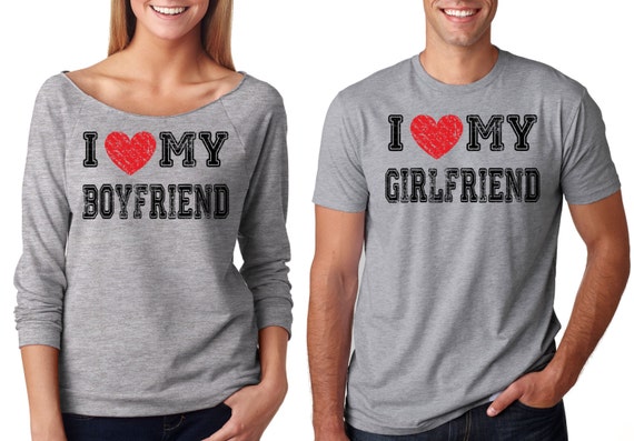 Boyfriend Girlfriend Valentine's Day Couple T-shirts Gray - Etsy