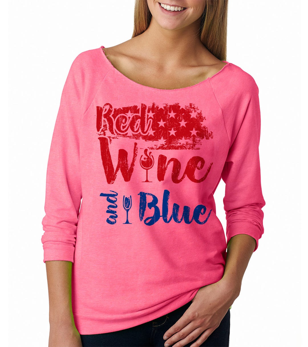 Red Wine Tshirt 4th of July Independence Day Tee Shirt French Terry