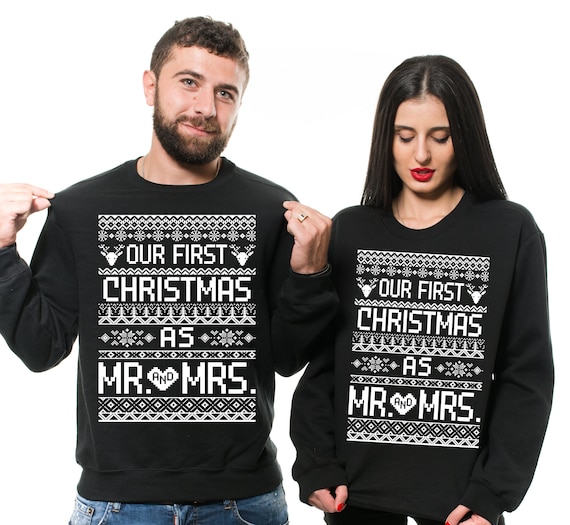 Matching Couple Wife Husband Our First Christmas As Mr & Mrs T-Shirt Matching Couple Wife Husband Our First Christmas As Mr & Mrs T-Shirt