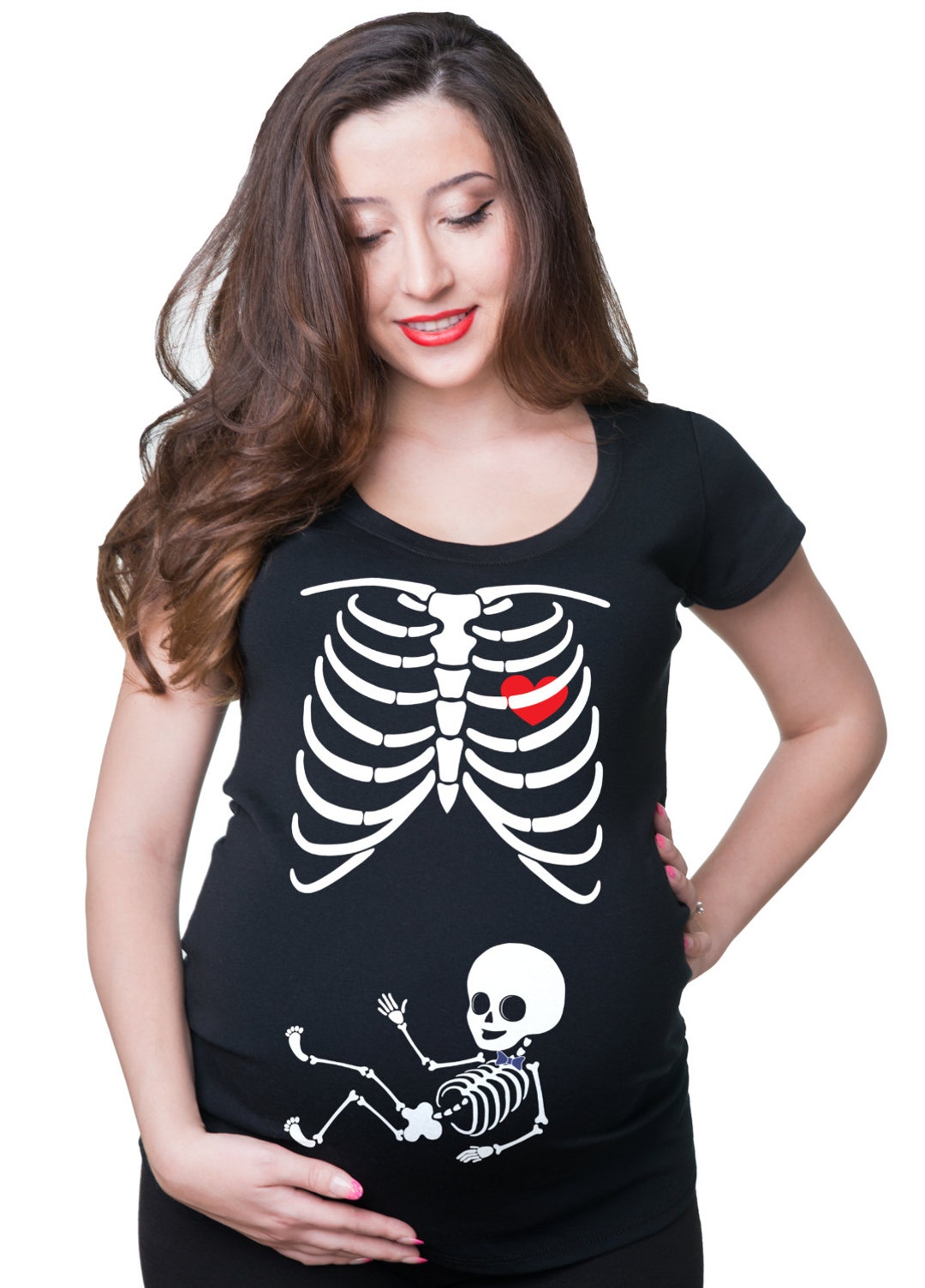 Camiseta Esqueleto Raio x Camisa Grávida Menina Ah01324