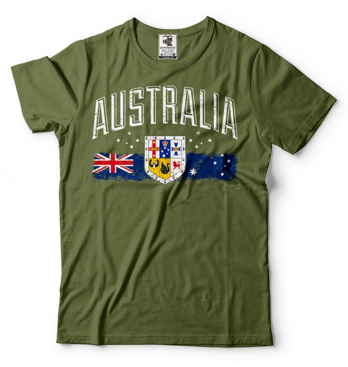 Australia Coat of Arms Flag Tee Shirt Australian Flag Tee Etsy