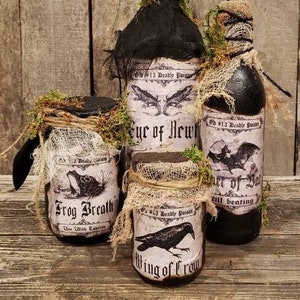 Potion Bottle Set, Large Potion Bottles, Halloween Decor, Halloween decoration, Halloween, witchy decor, apothecary, witch potions, witchy