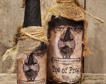 Handmade Halloween Potion Bottle Set: Witchy Home Decor