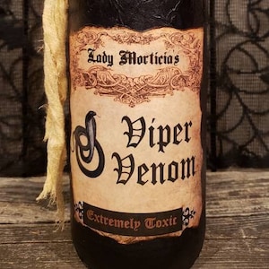 Sale! Halloween Potion Bottle, Lady Morticia&#39;s Viper Venom, Halloween decorations, Halloween decor, Witchy decor, Witch bottles, potions