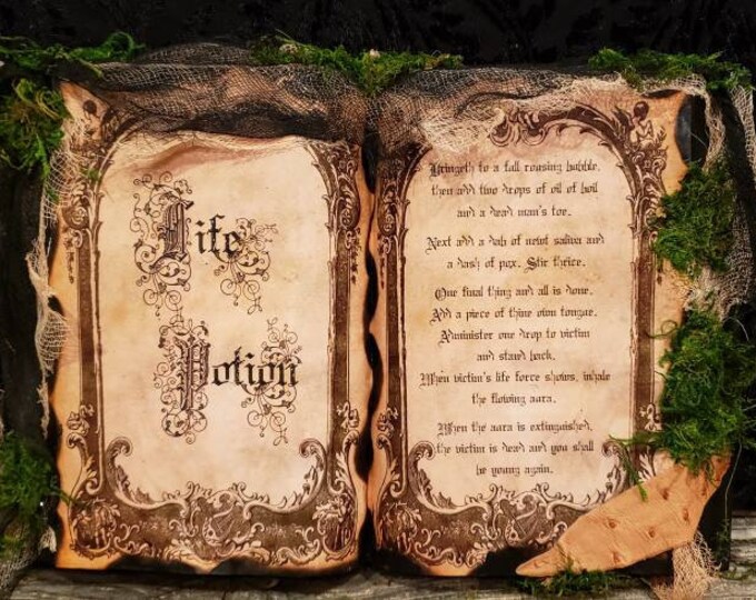 Hocus Pocus Inspired Spell Book, Life Potion, Halloween decor ...