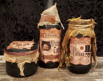 One-Of-A-Kind Halloween Potion Bottle Set, Halloween Decor, Witchy Decor, Spooky Decor, Witch Bottles, Home Decor, Realistic, Haunted House
