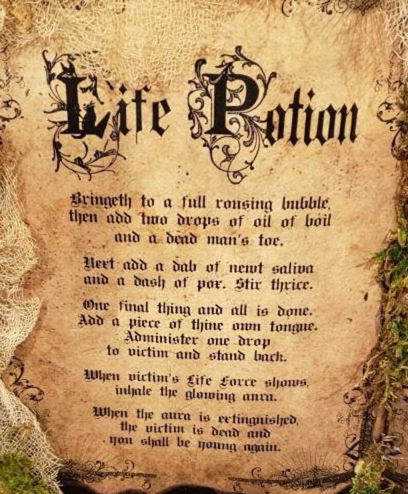 Hocus Pocus Inspired Spell Book Life Potion and Black Flame - Etsy