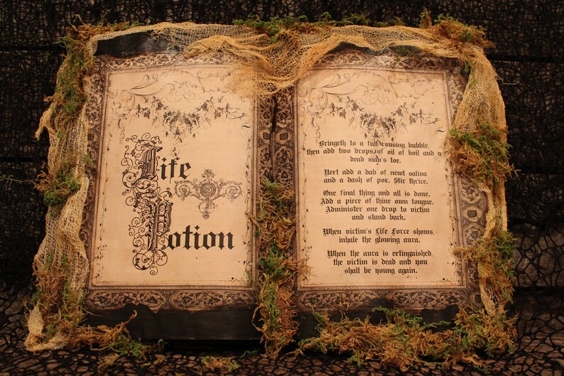 Hocus Pocus Inspired Spell Book Life Potion Halloween Decor Etsy