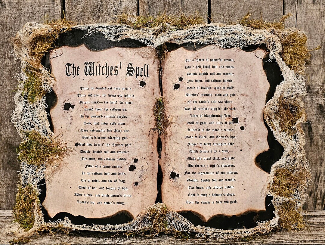 The Witches' Spell, Halloween Spell Book, Halloween Decor, the Three