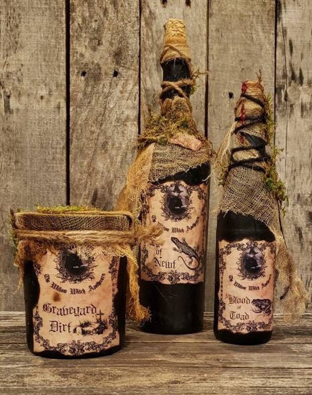 Handmade Halloween Potion Bottle Set: Witch Apothecary Decor - Etsy