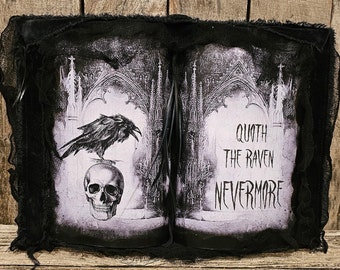 Handmade Edgar Allan Poe Decor: Gothic Raven Spell Book