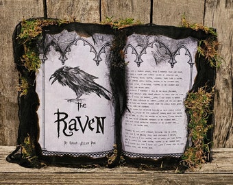 The Raven Halloween Spell Book, Halloween Decor, Halloween decorations, Edgar Allan Poe, Poe decor, Nevermore, Halloween, Goth decor, Raven