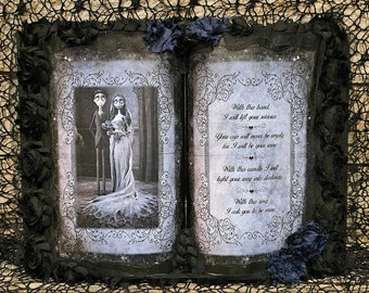 Corpse Bride Wedding Vow Book, Wedding Decor, Wedding Keepsake, Wedding Gift, Goth Wedding, Alternative Wedding, Corpse Bride Wedding