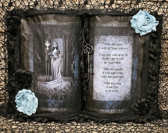 Corpse Bride Wedding Vow Book, Wedding Decor, Wedding Keepsake, Wedding Gift, Goth Wedding, Alternative Wedding, Corpse Bride Wedding