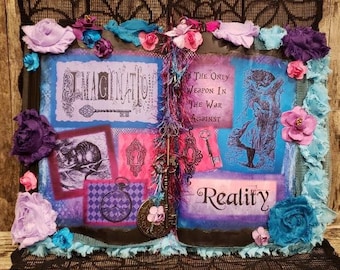 Alice in Wonderland Book Decor: Recycled Hardcover, Purple Lilac Room Art