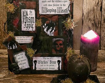 The Poison Apple Mixed Media Collage Art, Snow White Decor, Halloween Home Decor, Snow White, Evil Queen, Poison Apple, Halloween Decor,