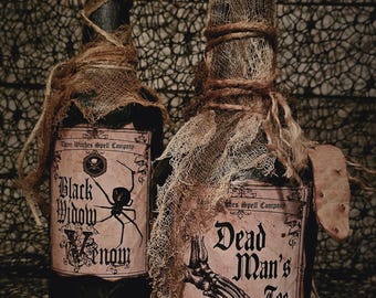 Witchy Potion Bottle Set, Spooky Decor, Halloween Decor, Potions, Potion Bottles, Realistic Potion,s Witchy Decor, Witch Bottles, Home Decor