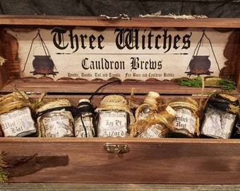 Witch's Traveling Kit, Three Witches Cauldron Brews, Halloween decor, Halloween decoration, witchy decor, spells, potions, witch