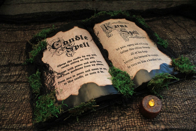 Halloween Spell Book Decoration Candle Spell And Etsy