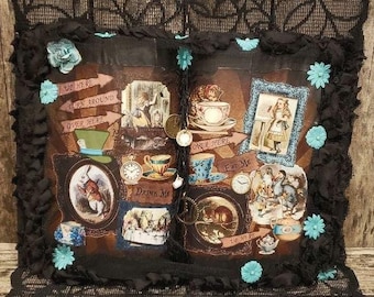 Alice in Wonderland Book Collage: Vintage Style Home Decor