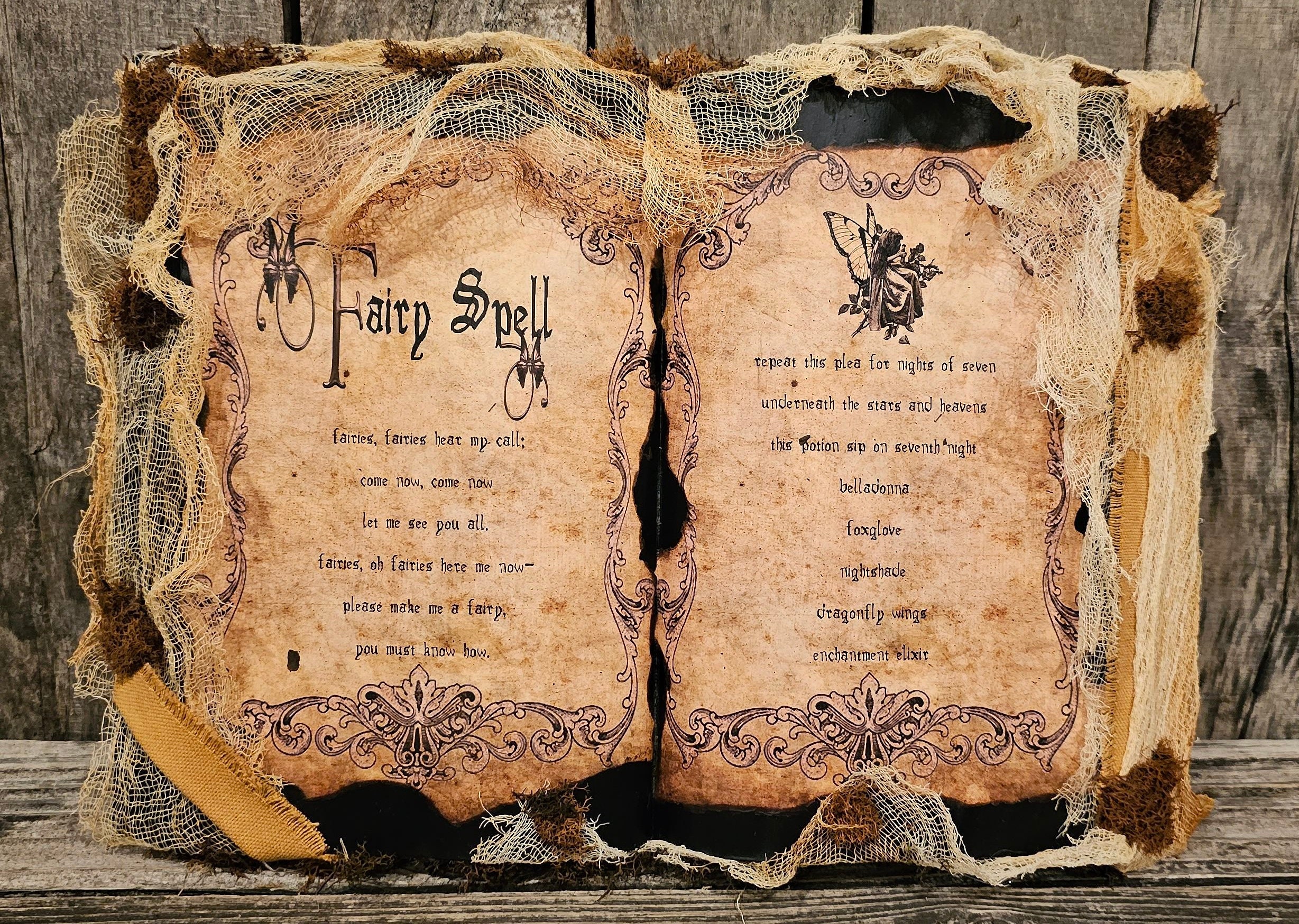 Fairy Spell, Halloween decor, fairy decor, magic, fae, mystical, enchanted, spell, witchy, Halloween spell book, dark forest, faries, sprite