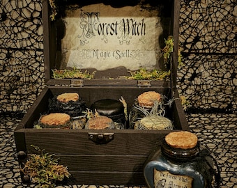 Forest Witch Apothecary Chest: Handmade Potion Bottle Set