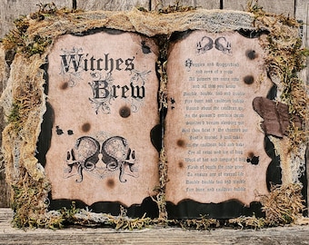 Witch&#39;s Brew Spell Book,  Halloween, Halloween decor, Halloween home decor, Halloween decorations, Halloween spell book, witchy decor