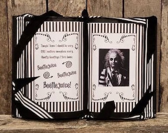 Beetlejuice Inspired Book Decor: Whimsical Halloween Decoration
