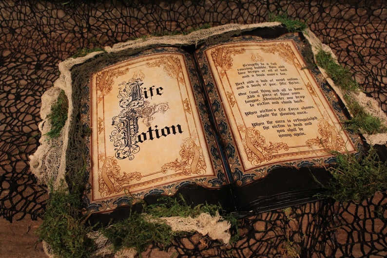 Hocus Pocus Inspired Spell Book Life Potion Halloween Decor Etsy