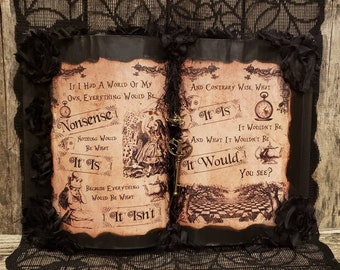 Alice in Wonderland Book Decor: Recycled Hardcover with Teapot Charm